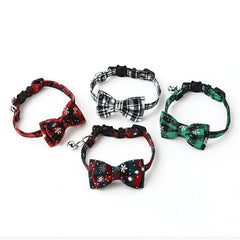 Pet Christmas Plaid Bow Collar