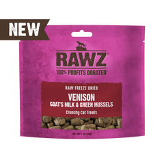 RAWZ Cat Venison, Goat's Milk & Green Mussels Freeze Dried Treat 1oz