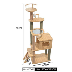 Mansion Cat Tree Wood - 175cm ZM02