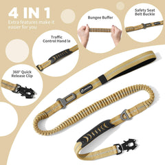 Pet leash for medium large dogs with reflective safety belt