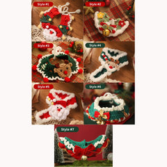Pet Various Christmas Handmade Knitted Crochet Collar