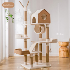 Plush Mansion Cat Tree 144cm Tall