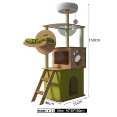 Mansion Cat Tree Wood Green - 150cm Y21