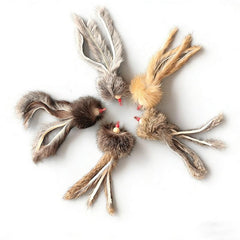 Natural Rabbit Fur Cat Teaser Wand