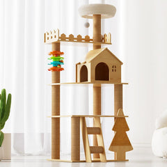 Mansion Cat Tree Wood - 154cm B64