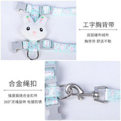 Cartoon Rabbit and Cat Nylon I-Shaped Cat Leash