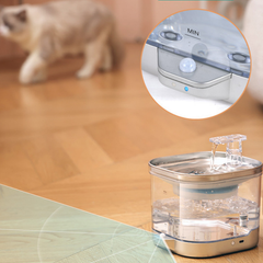 Automatic Stainless Steel Circulating Cat Water Fountain w Sensor Charging 2L