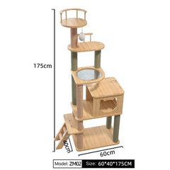 Mansion Cat Tree Wood 175cm Tall -ZM02