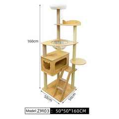 Mansion Cat Tree Wood 160cm Tall - ZM03