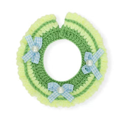 Handmade Knitted Crochet Collar - Green Ribbon