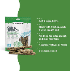 Icelandic+ Dog Cod & Spinach Combo Sticks