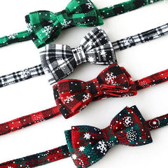 Pet Christmas Plaid Bow Collar